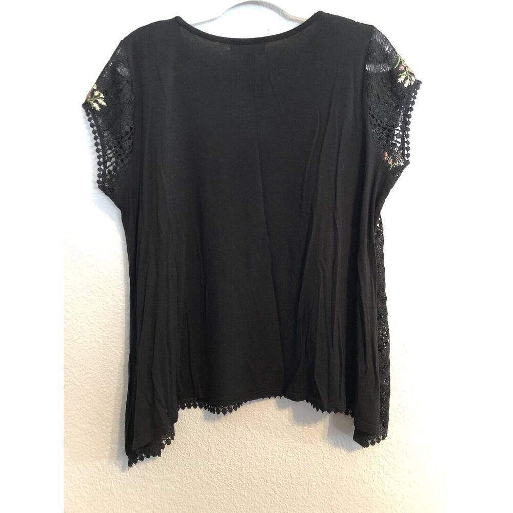 Karen Kane Womens Top Medium Black‎ Sheer Lace Embroidered Floral Cottagecore - Picture 6 of 6